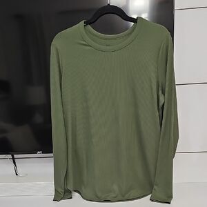 No Boundaries Olive Ribbed Long Sleeve Shirt